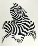 Tsikos (Couple de zèbres enlacés) by Victor Vasarely, Lithographie en relief sur papier «Cast Paper», sold Apr 2025