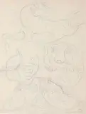 Études d'animaux et de masques, 45 by Léopold Survage, Crayon, sold Apr 2025