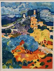 Village perché by Guy Charon, Lithographie, sold Jun 2023