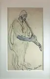 Le charmeur de serpents by Monique Cras, Aquarelle et encre noire signée en bas à droite, sold Mar 2021