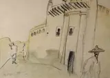 Rue animée by Monique Cras, Encre et aquarelle signée en bas à gauche, sold Mar 2021
