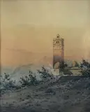 Mosquée Tkout à Aurés by Alphonse Rey, Aquarelle située en bas à droite et signée en bas à gauche, sold Mar 2021