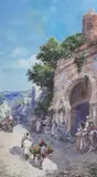 Animation aux remparts de Fès by Paul Pascal, 1897, Gouache signée et datée en bas à gauche, sold Mar 2021