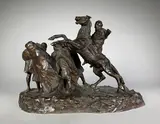 Guerrier arabe se cabrant by Théodore Rivière, Epreuve en bronze à patine brun nuancé, sold Mar 2021