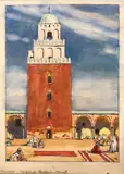 Le minaret de la grande mosquée de Kairouan by Auguste Leroux, Aquarelle, sold Mar 2021