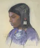 Princesse Touareg aux bijoux by Henriette Dubois-Damart, 1938, Pastel signé et situé Hoggar en bas à gauche, sold Mar 2021