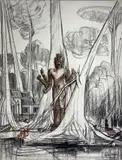 Evocation d'Angkor by André Maire, 1955, Fusain et pastel signé et daté en bas à droite, sold Mar 2021