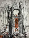 Construction d'une tour au Vietnam by André Maire, 1952, Fusain et pastel signé et daté en bas à droite, sold Mar 2021