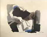 Mère Térésa by M. F. Husain, Lithographie signée en bas à droite, sold Mar 2021