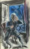 Le pensif by André Dignimont, Encre et aquarelle sur papier signé en bas à droite, sold Feb 2021