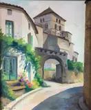 Saint Sauvant by Louis Suire, 1978, Gouache sur papier contrecollé sur panneau signé, sold Feb 2021