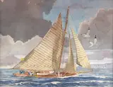 Voilier by Jean-François Arrigoni Neri, Aquarelle et gouache signée en bas à droite, sold Feb 2021