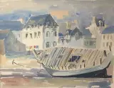 Marée basse à Lesconit by Jean Feugereux, Aquarelle signée et située en bas à gauche, sold Feb 2021
