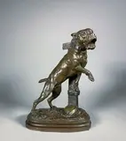 Chasse gardée by Prosper Lecourtier, Epreuve en bronze à double patine brun et brun-rouge nuancé, sold Feb 2021