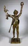 Mon premier lièvre by Maurice Constant Favre, Epreuve en bronze à patine brun-clair nuancé, sold Feb 2021