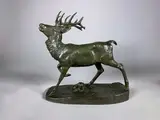 Cerf debout by Antoine-Louis Barye, Epreuve en bronze à patine vert foncé nuancé, sold Feb 2021