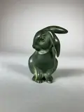 Lapin assis, tête tournée by Édouard-Marcel Sandoz, Epreuve en bronze à belle patine brun-vert nuancé, sold Feb 2021