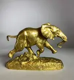 Eléphant courant by Antoine-Louis Barye, Epreuve en bronze à patine vieil or, sold Feb 2021