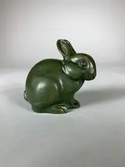 Lapin" modèle 5 by Édouard-Marcel Sandoz, Epreuve en bronze à belle patine brun-vert nuancé, sold Feb 2021
