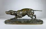 Pointeur à l'arrêt by Georges Comte de Ferrieres, Epreuve en bronze à patine brun nuancé, sold Feb 2021