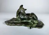 Biche se léchant la patte by Ary Bitter, Epreuve en bronze à patine brun nuancé, sold Feb 2021