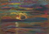 Sunset / Fishing Village (verso) by Phillip Henry Howard Surrey, double-sided pastel on paper, sold Jul 2024
