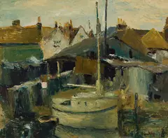 Bosham Harbour by Ronald Ossory Dunlop, oil on canvas, sold Jul 2024