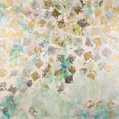 Pistachio Please by Barbara McGivern, acrylic and gold leaf on canvas, sold Jul 2024