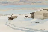 Coming Home from the Bush by Allen Sapp, 1975, acrylic on canvas, sold Jul 2024