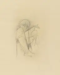Mann mit Vogel by Karl Hofer, Um 1948, Bleistift auf Papier, sold Jan 2022