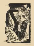Krankes Mädchen by Max Pechstein, 1918, Holzschnitt auf dickem Velin, sold Jun 2015
