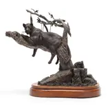 Leopard In The Sausage Tree by Gary Robert Swanson, Patinated bronze, sold Feb 2026