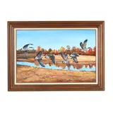 Autumn Geese in Flight by Duane Raver Jr., Acrylic on canvas, sold Feb 2026