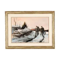 Duck Hunt Scene by Chet Reneson, Watercolor on paper, sold Feb 2026