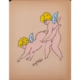 In the bottom of my garden Planche 6 - 1956 by Andy Warhol, Lithographie offset en noir sur papier brun, réhaussée à l'aquarelle, sold Dec 2019