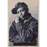 Chuck D, Public Enemy - 2018 by Shepard Fairey, Sérigraphie en noir et argent sur papier crème Speckletone, toutes marges, à pleine page, sold Dec 2019