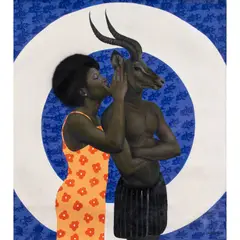Just for two by Oluwole Omofemi, 2019, Huile et acrylique sur toile, sold Jun 2020