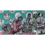 Our Family time by Bambo José Sibiya, 2017, Acrylique et fusain sur toile, sold Jun 2020