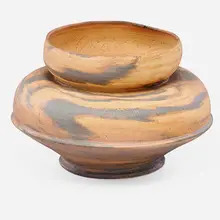 Squat Bisque Vase by George E. Ohr, sold May 2017