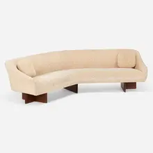 Wide Angle sofa, model W 506 by Vladimir Kagan, c. 1970, upholstery, walnut, sold Mar 2023