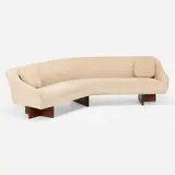 Wide Angle sofa, model W 506 by Vladimir Kagan, c. 1970, upholstery, walnut, sold Mar 2023