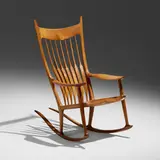 Rocking chair by Sam Maloof, 1997, walnut, ebony, sold Mar 2023
