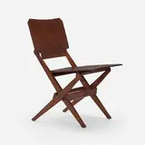 Folding chair by Franco Albini, 1954, mahogany, mahogany plywood, brass, sold Mar 2023