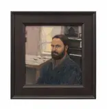 Self Portrait with Piano" - 1993 by Linden Frederick, oil on linen, sold Jun 2025
