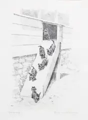 Untitled by Marguerite Kirmse, etching "Gangway", sold May 2023