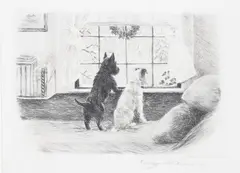Untitled by Marguerite Kirmse, etching "Train Time", sold May 2023
