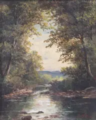 landscape painting by Jonathan Bradley Morse, oil on board, sold May 2023