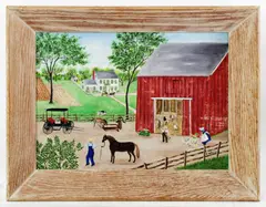 Farmyard by Albert Webster Davies, 1950s, oil on board, sold Dec 2023