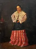 Portrait of a Filipino Woman by Charles Wirgman Sr., Oil on Paper, sold Oct 2022