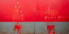 Untitled by Lloyd Martin, circa 2002, mixed media on canvas, sold Aug 2023
